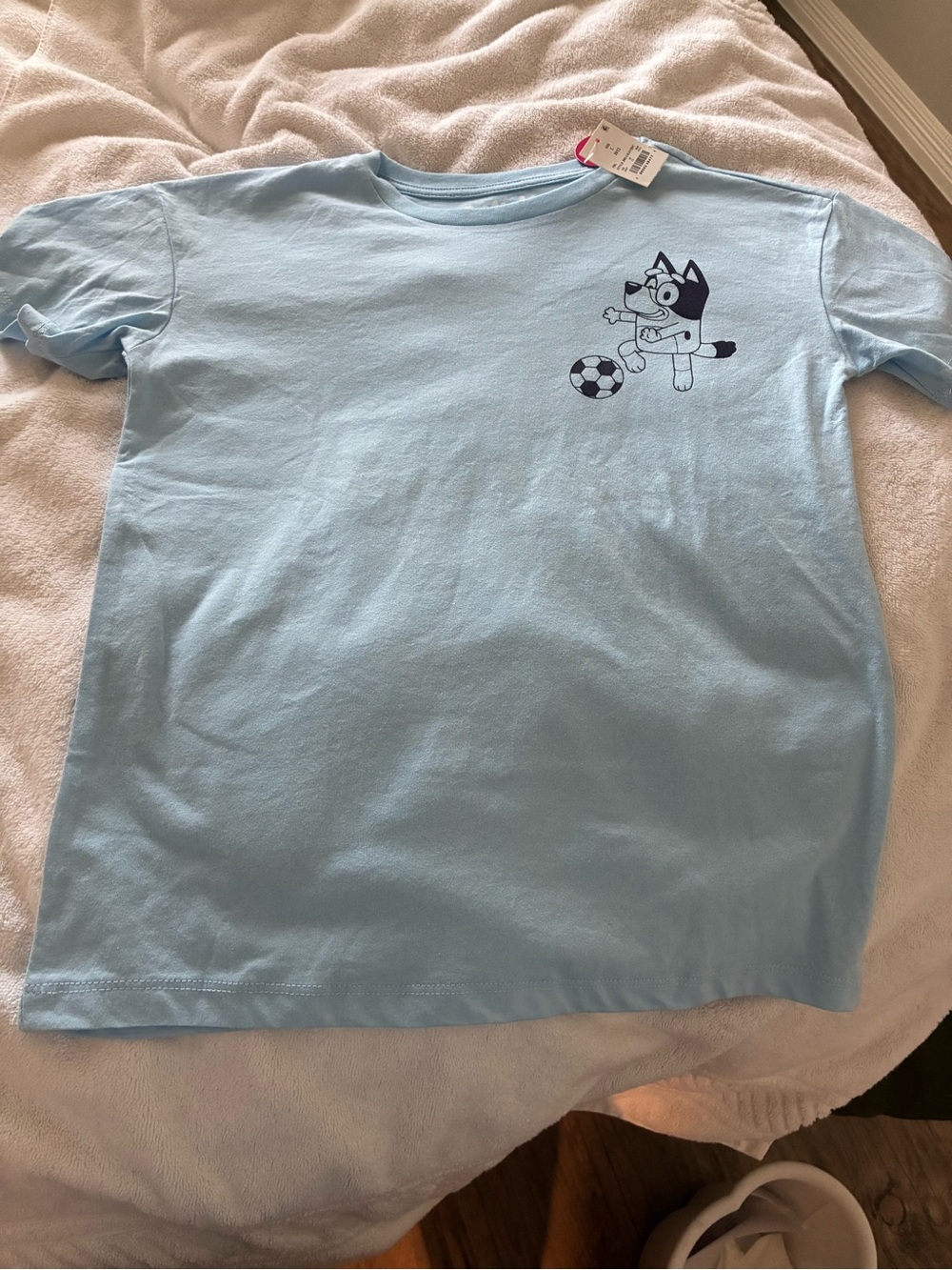 Kids Light Blue Short-Sleeve Tee with Soccer Pup Graphic
